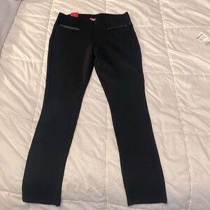 Designer leggings/ dress pant with faux leather trim from pocket 
Size medium